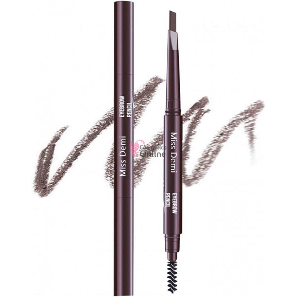 Creion de sprancene retractabil cu periuta 2 in 1 Miss Demi Waterproof - Saten Cenusiu